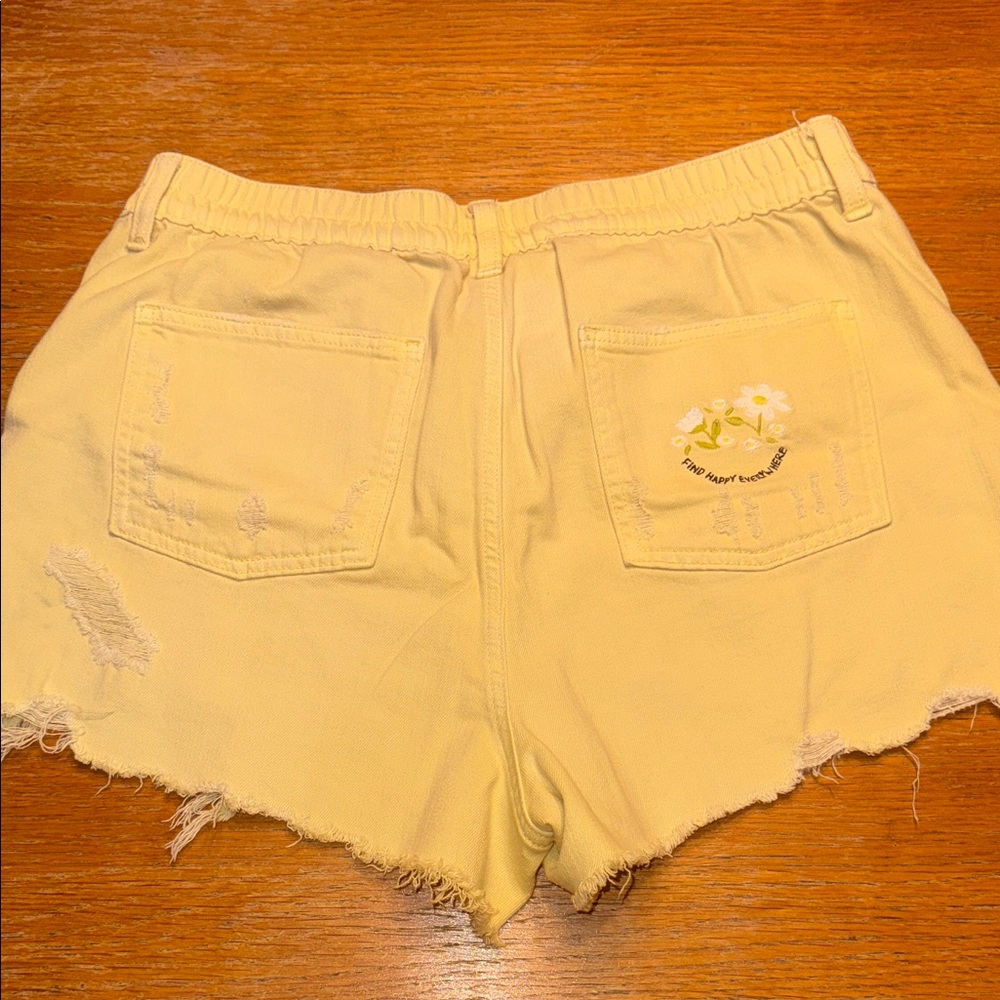 Aerie Light Yellow Distressed Jean Shorts - Picture 5 of 6